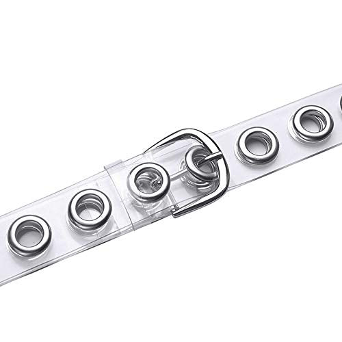 Transparent belt with silver grommets