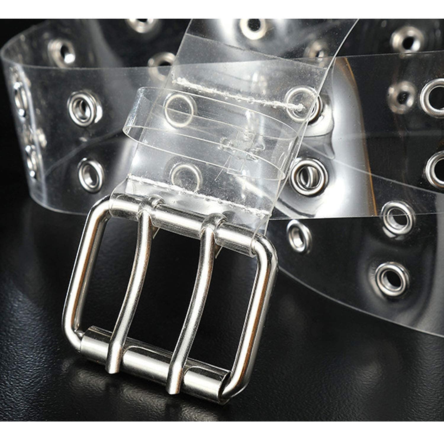 Transparent PVC Belt with Silver Double Grommet – 40mm